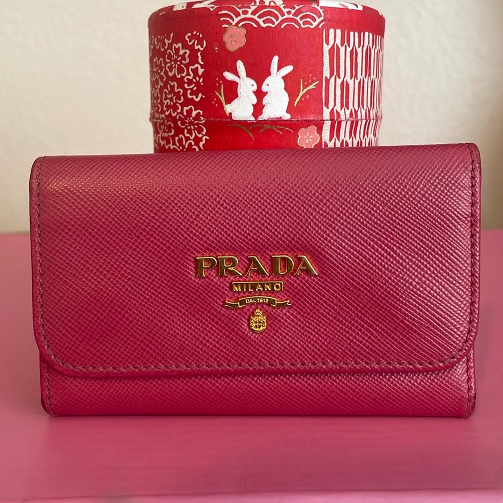 Prada Pink Saffiano Key Holder